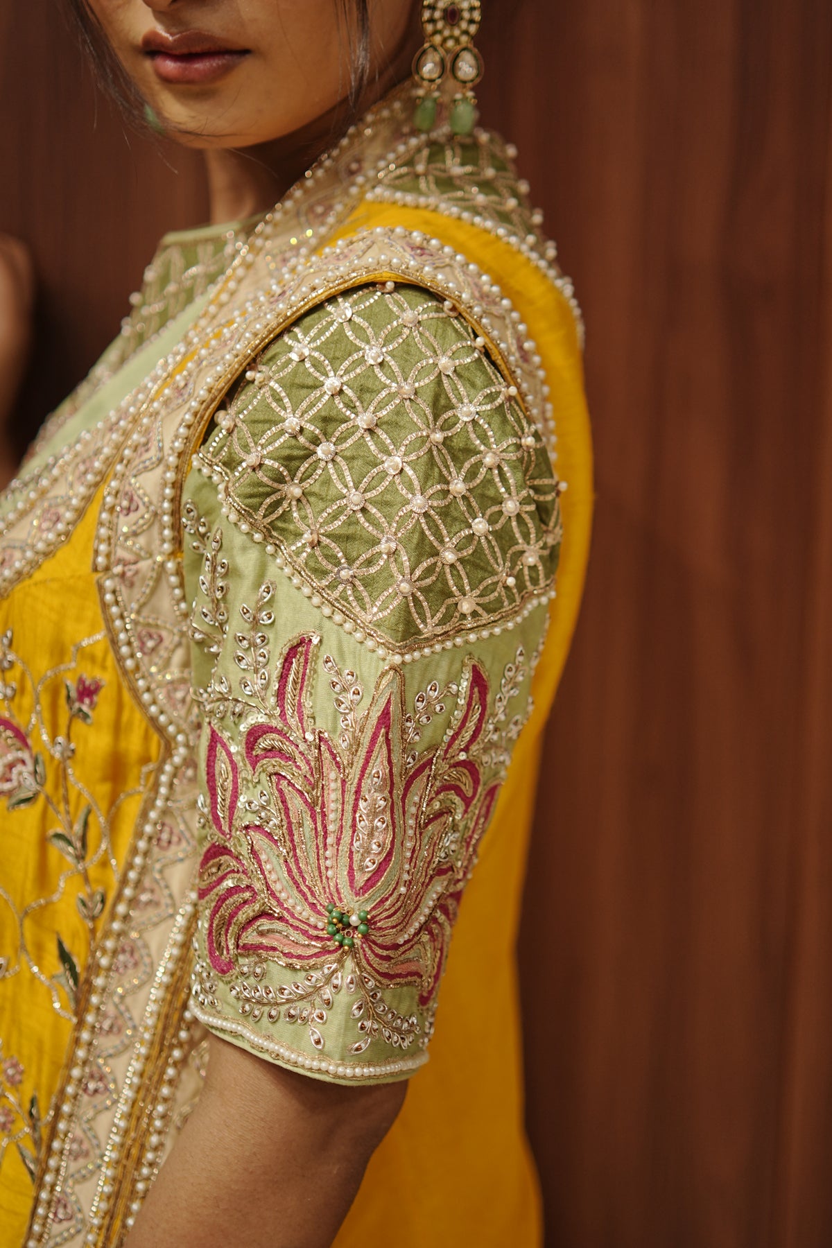 Lime Green Indo-Western Layered Ensemble