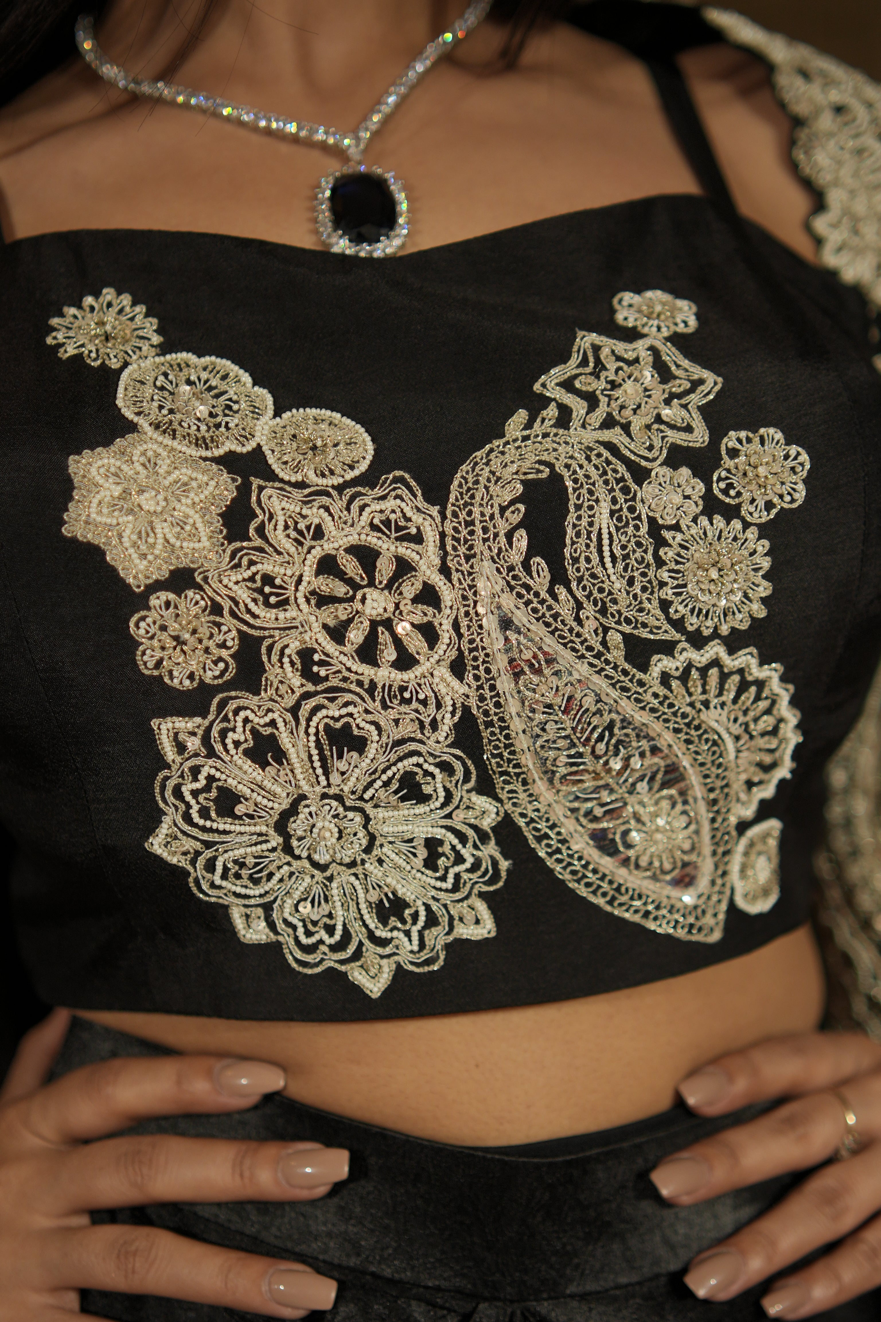 Noir Black Paisley Indo-Western Set