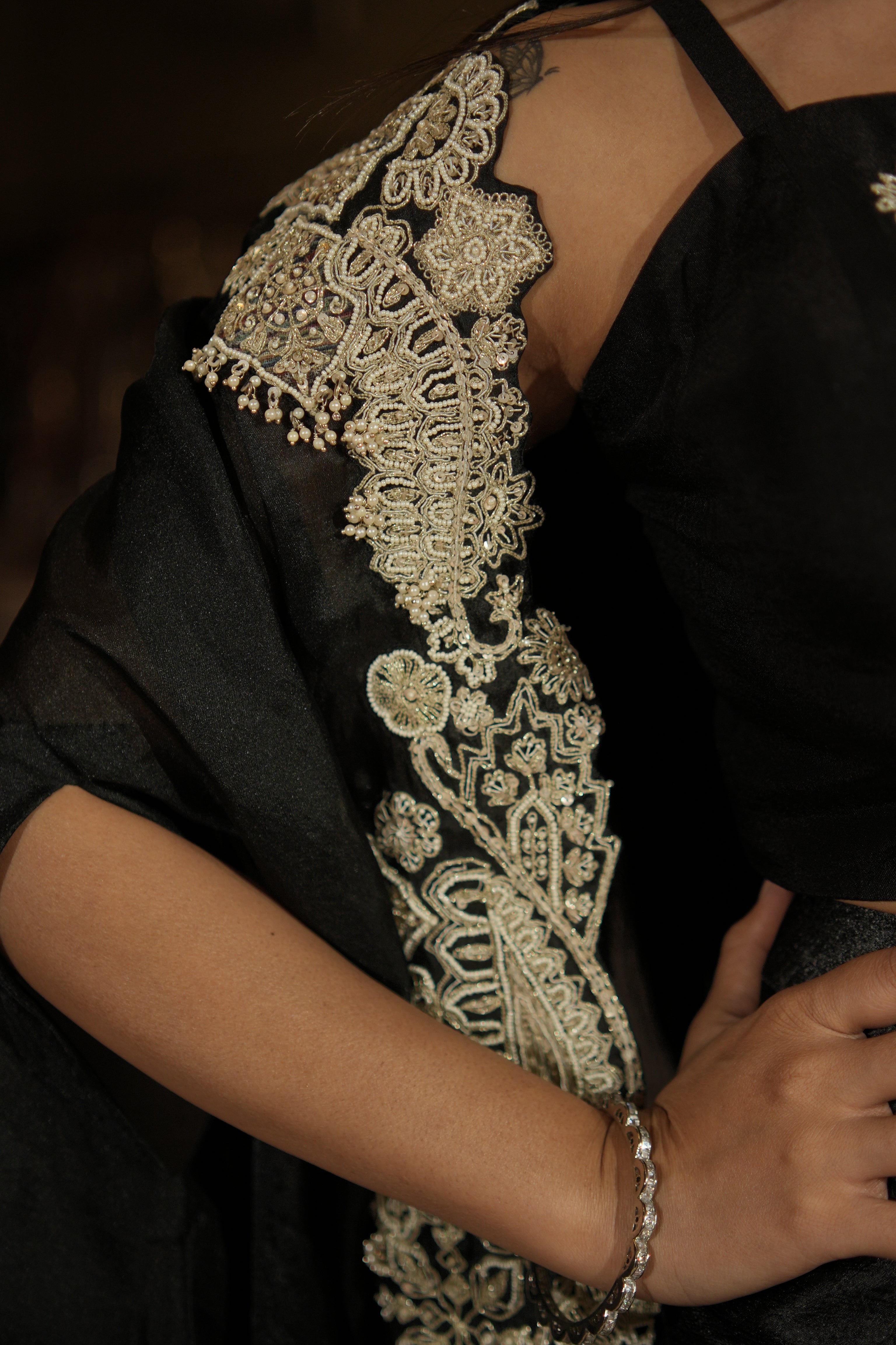 Noir Black Paisley Indo-Western Set