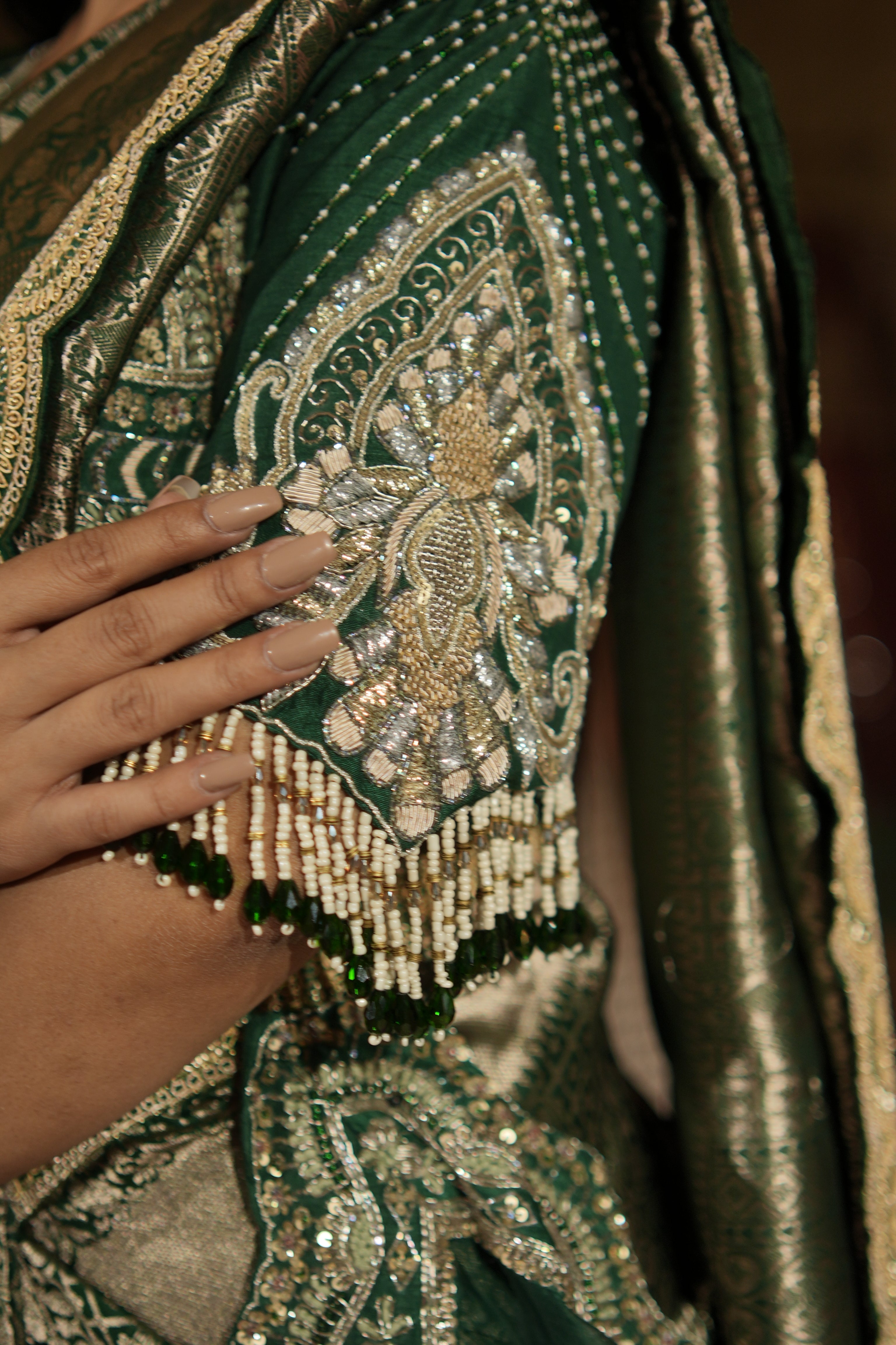 Emerald Heritage Banarasi Saree Set with Dual Dupatta