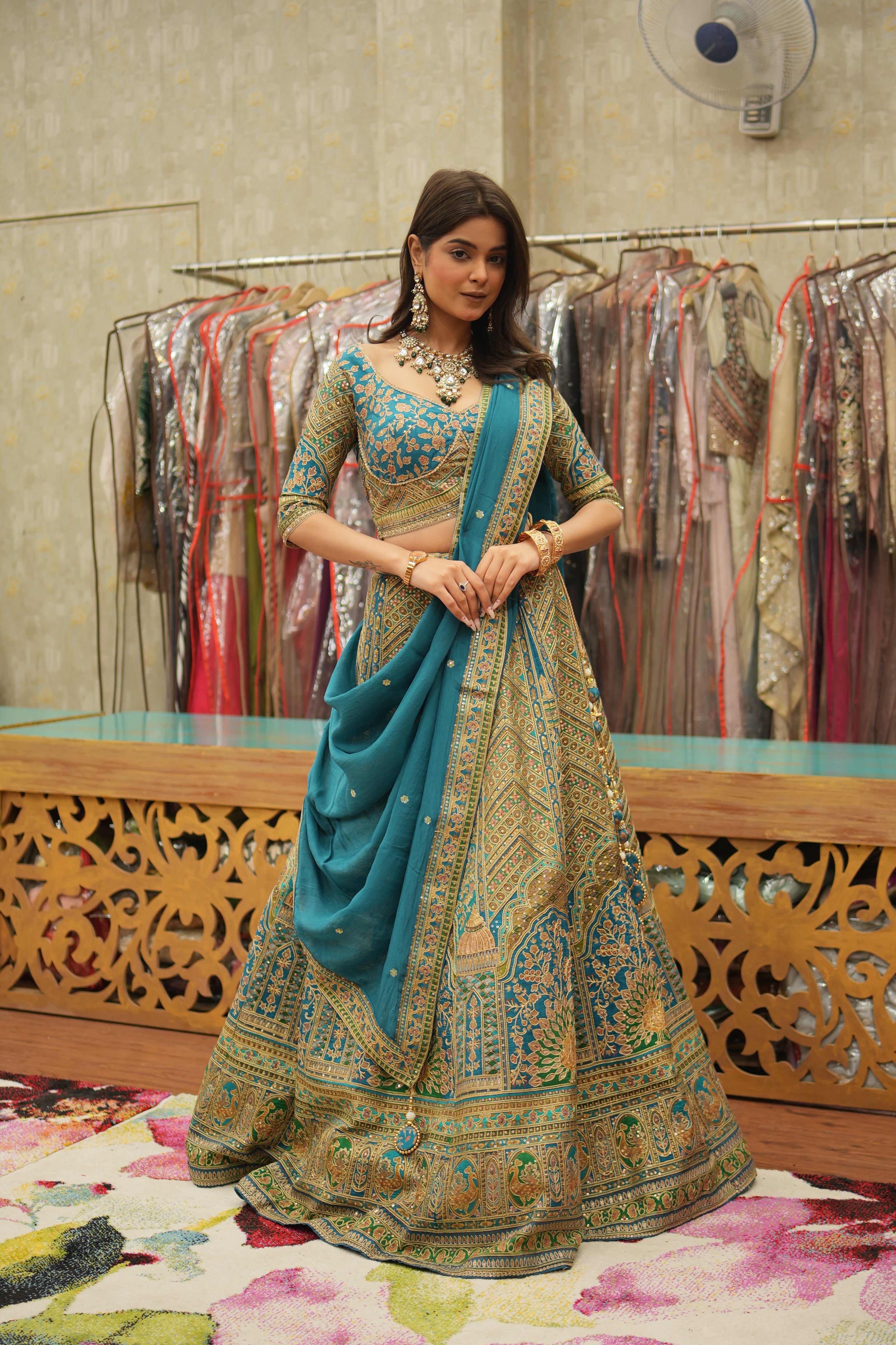 Neelambara Royal Turquoise Lehenga Set with Dupatta