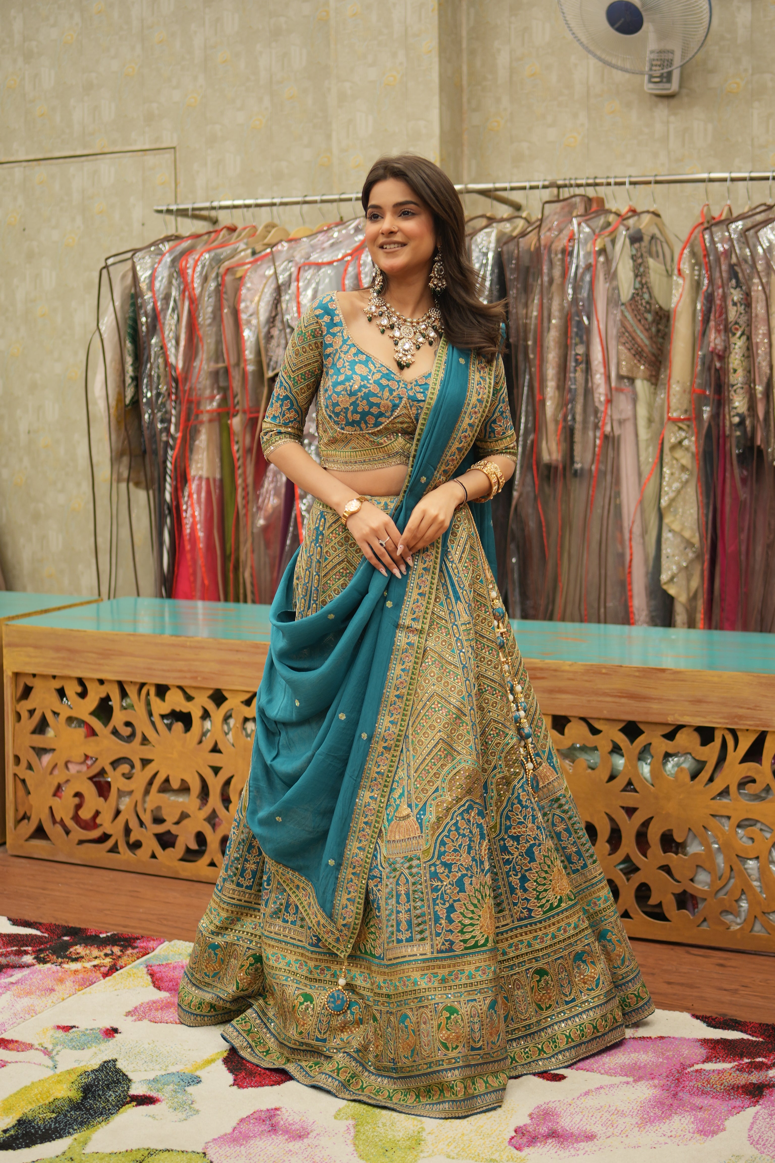 Neelambara Royal Turquoise Lehenga Set with Dupatta