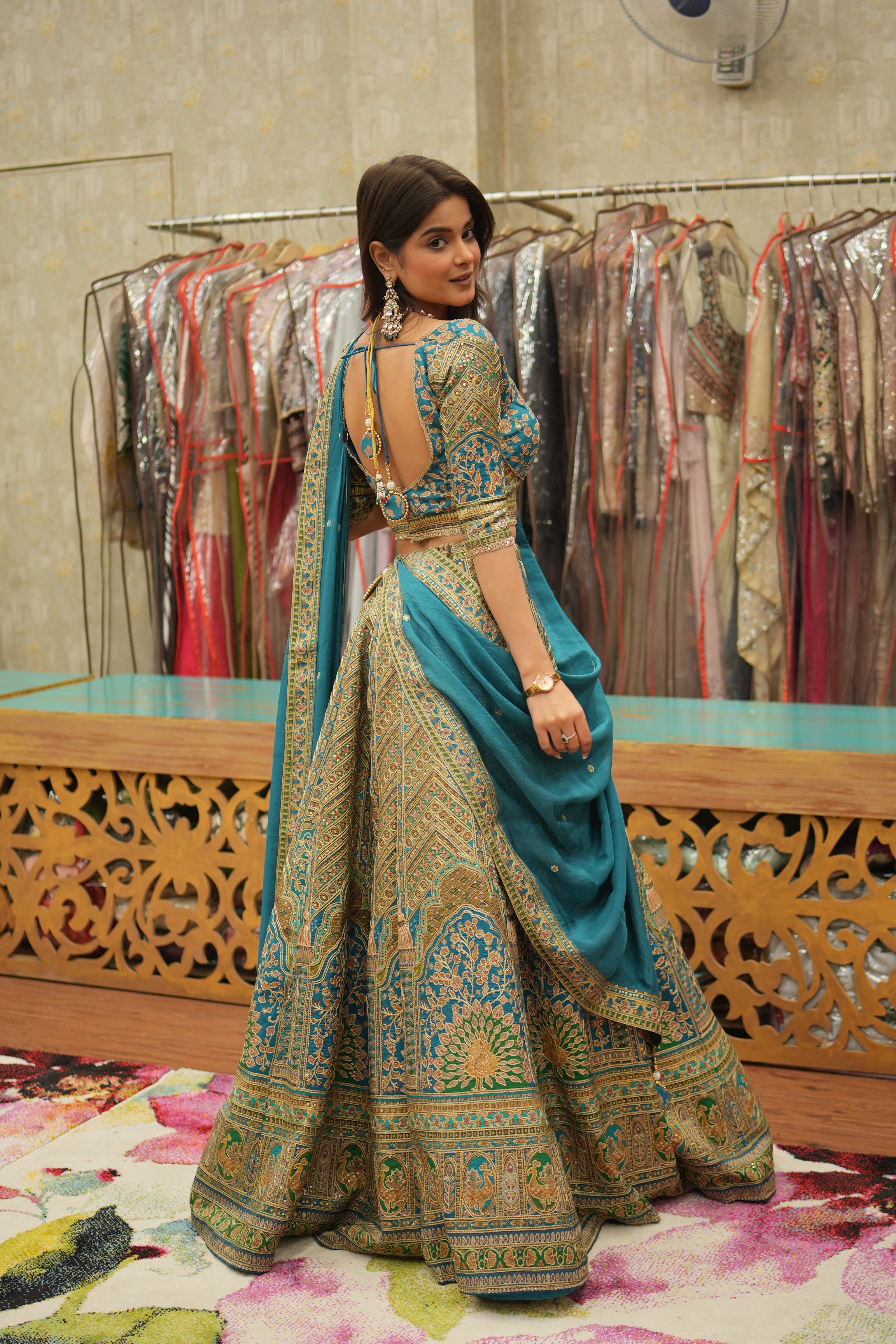 Neelambara Royal Turquoise Lehenga Set with Dupatta