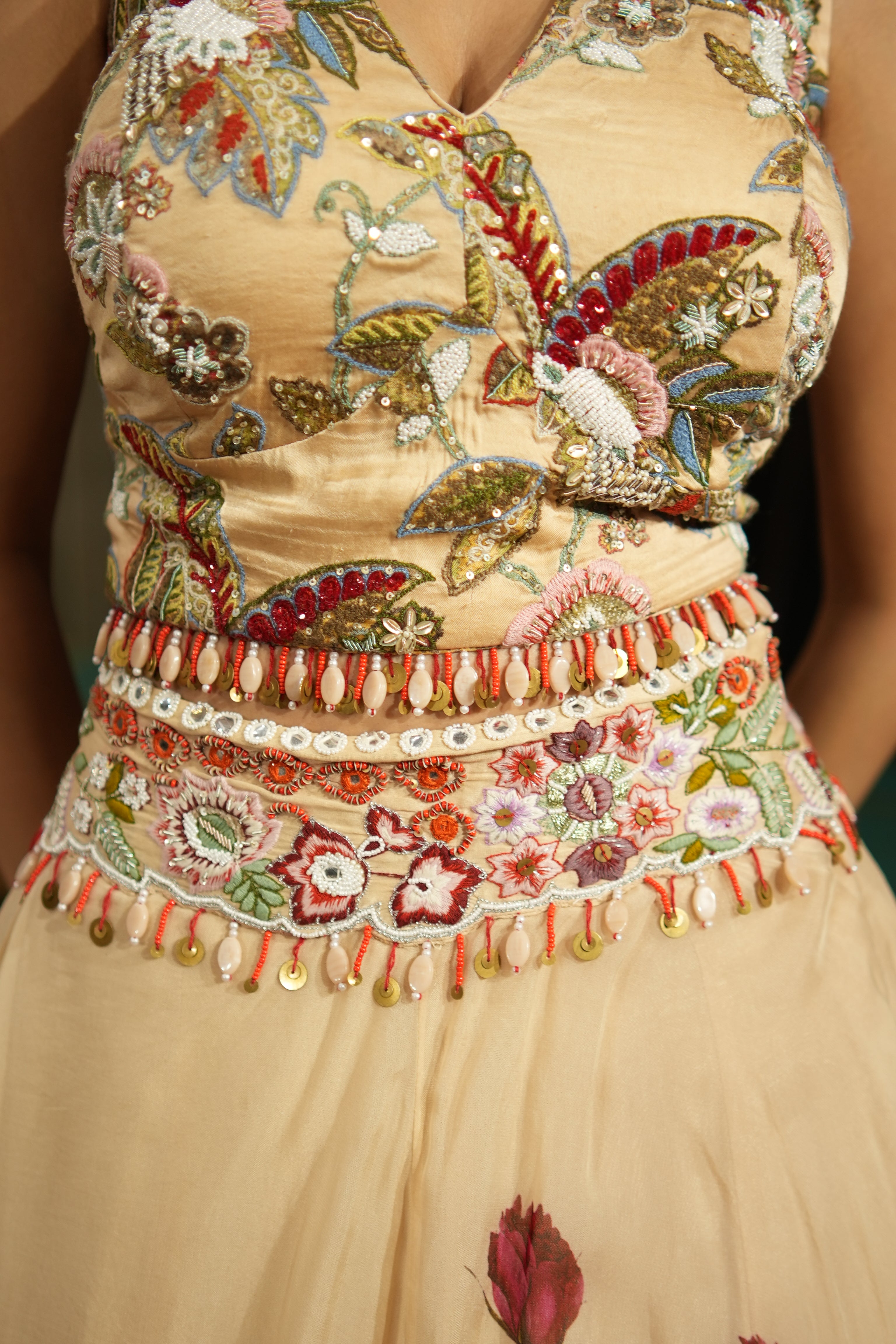 Ivory Bloom Floral Set with Cape Dupatta