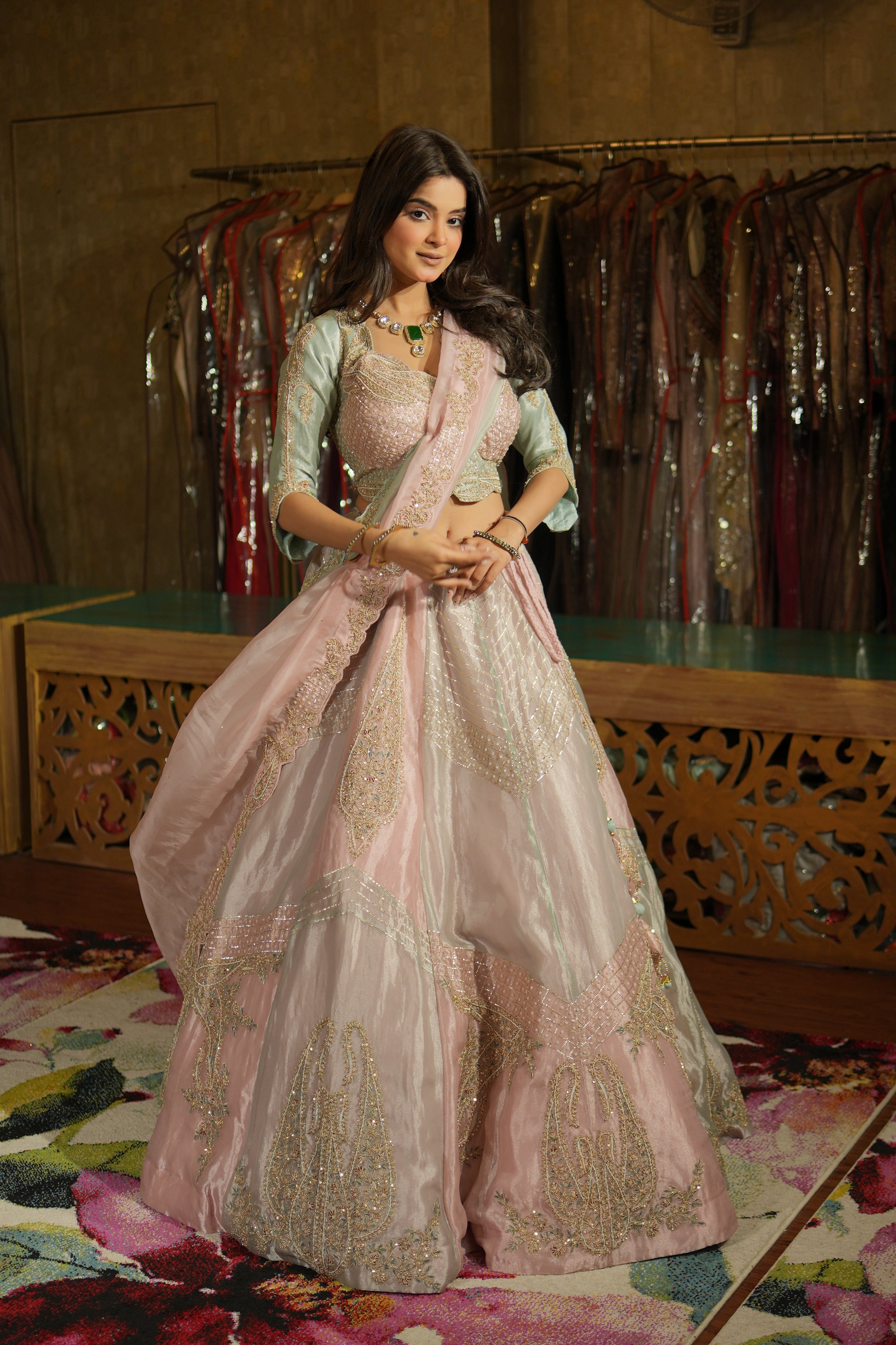 Gulnaar Blush Heritage Lehenga Set