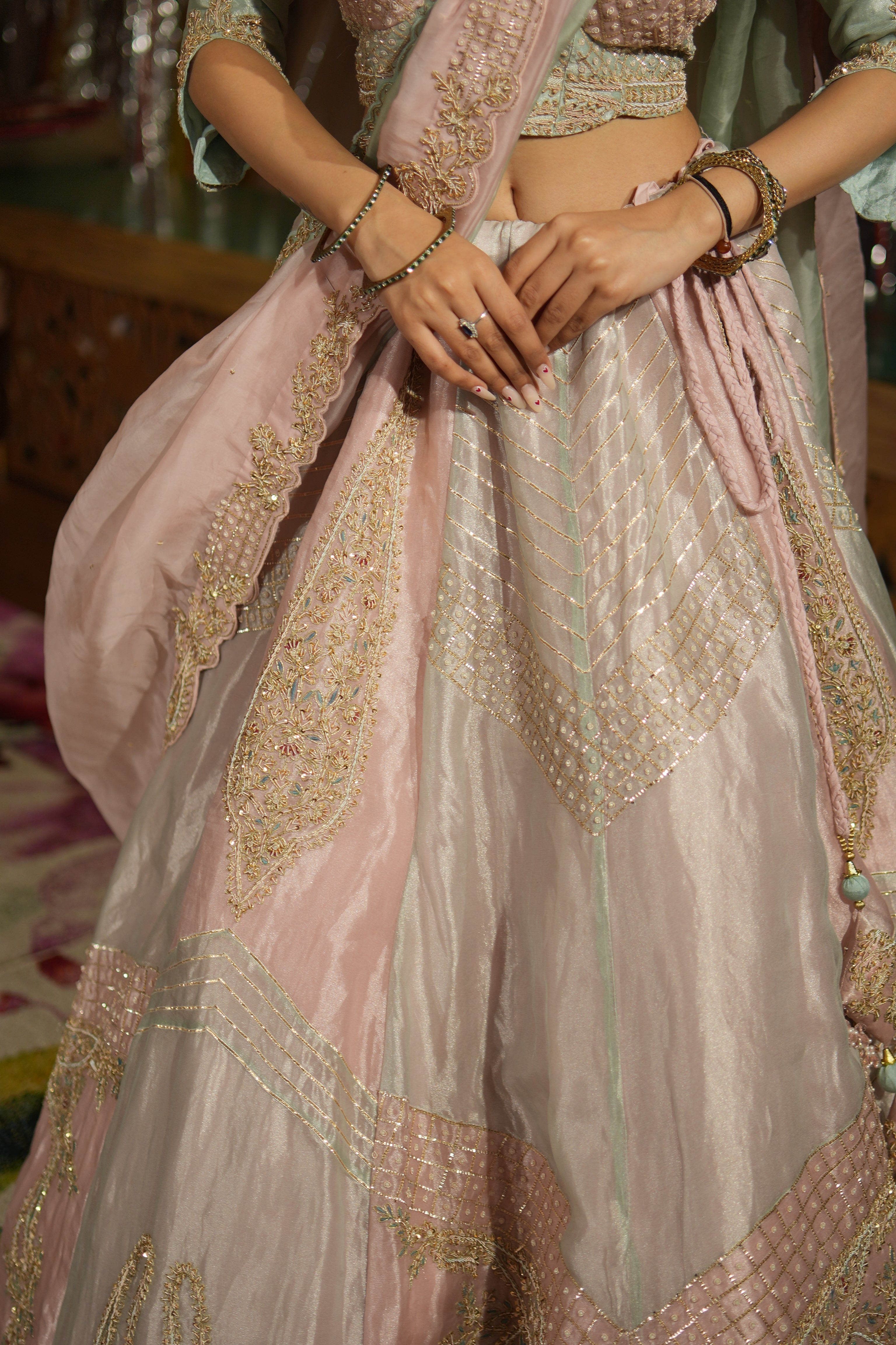 Gulnaar Blush Heritage Lehenga Set