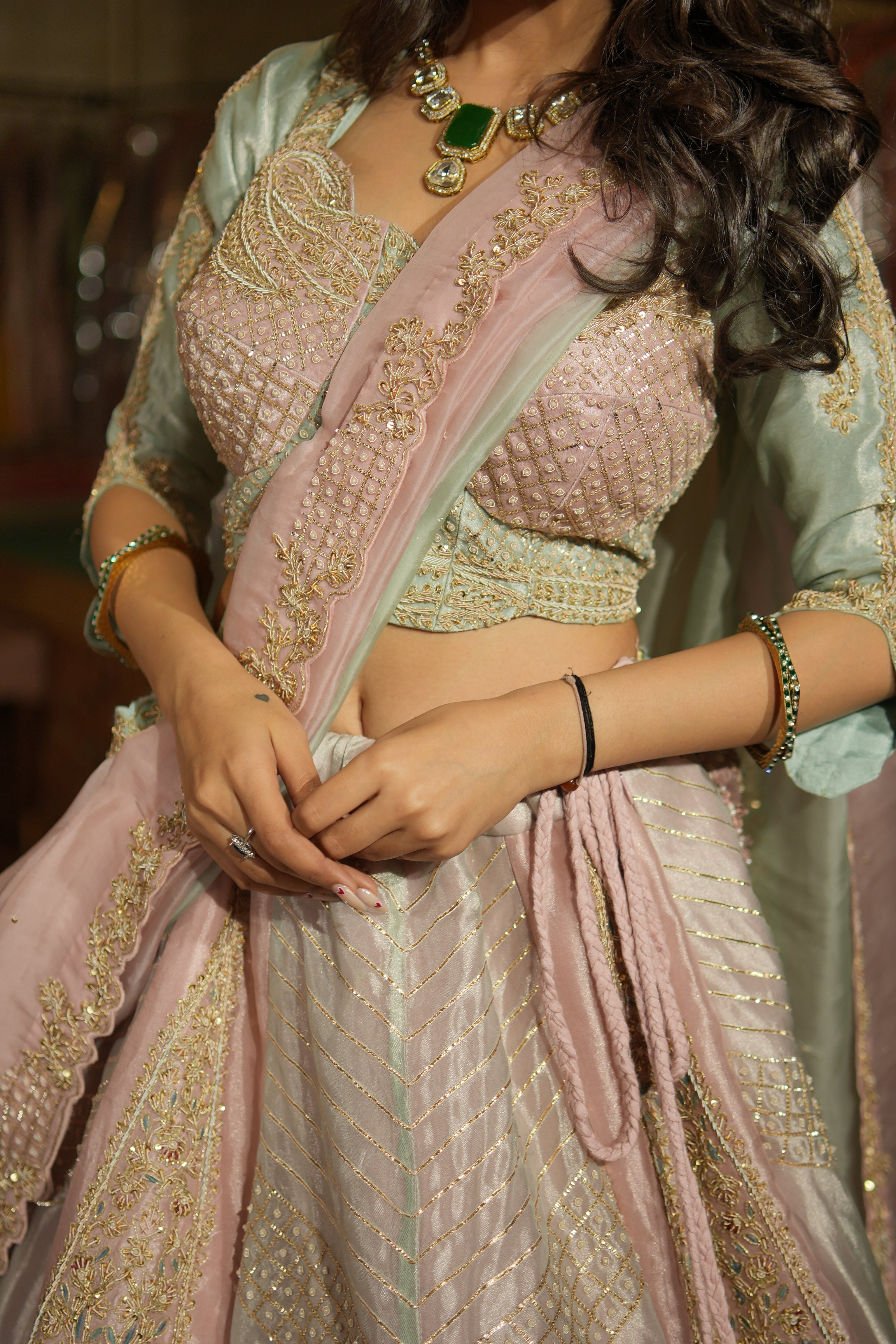 Gulnaar Blush Heritage Lehenga Set