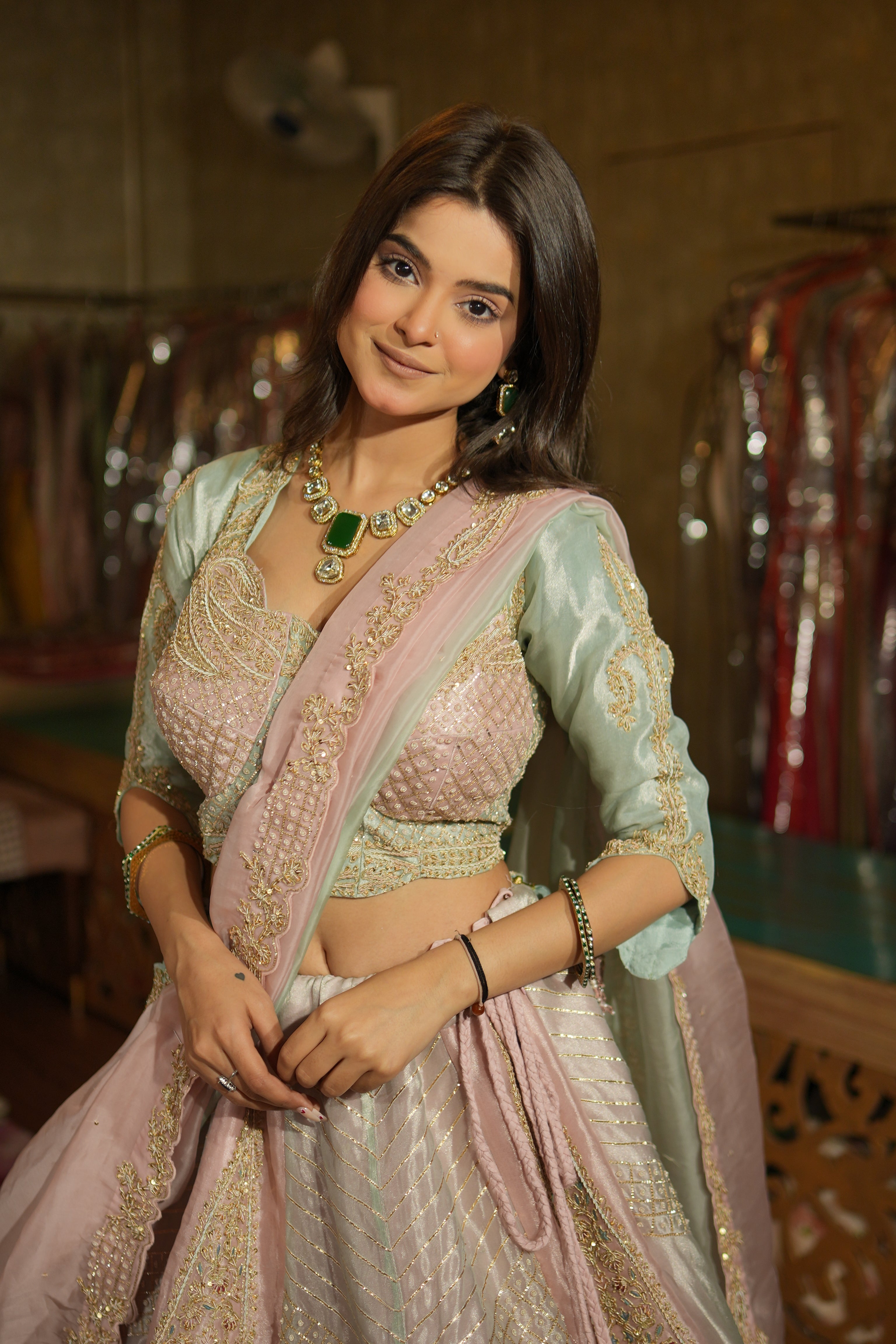 Gulnaar Blush Heritage Lehenga Set