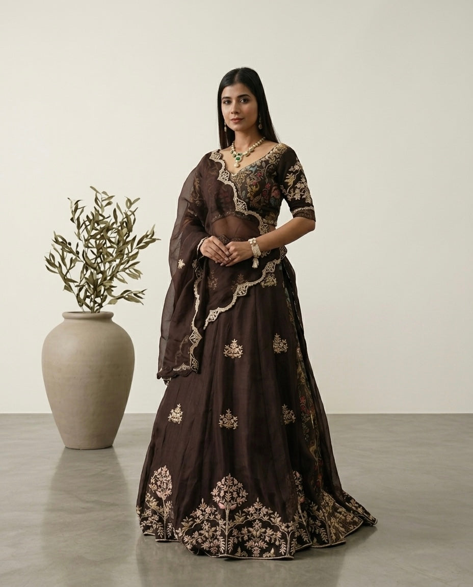Midnight Heritage Embroidered Lehenga Set