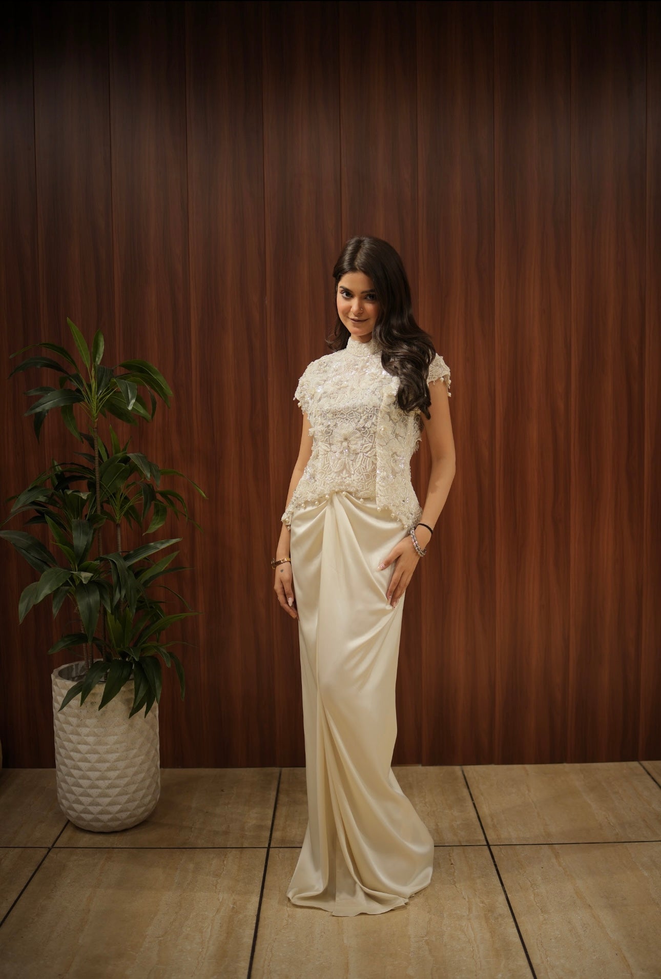 Ivory Pearl Bloom Draped Ensemble