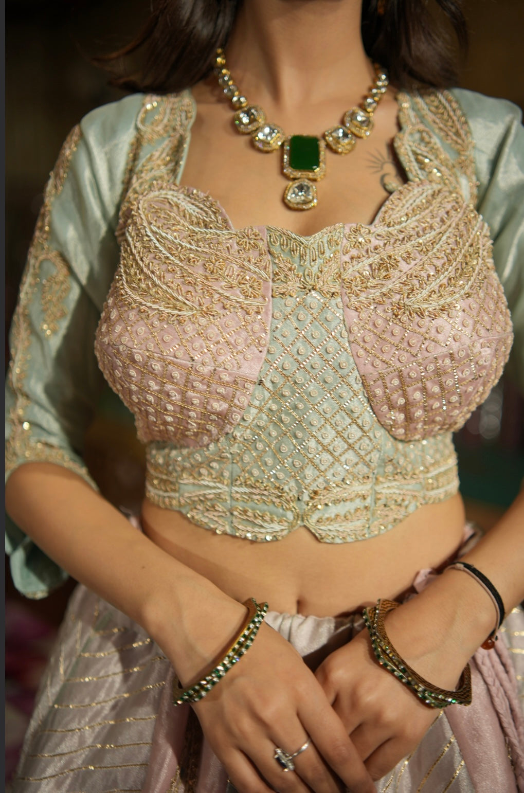 Gulnaar Blush Heritage Lehenga Set