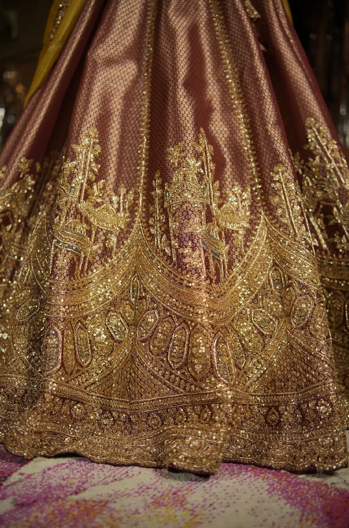 Maroon & Antique Gold Heritage Lehenga Set