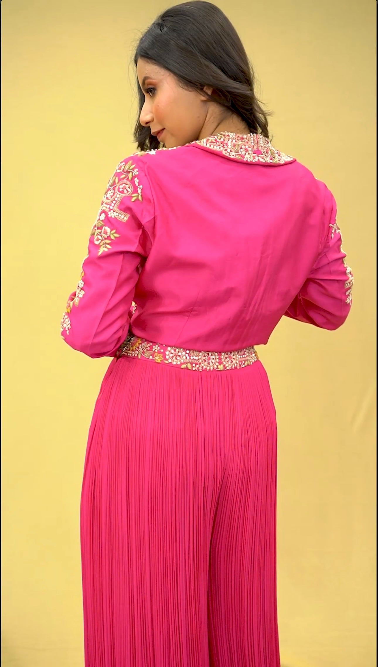 Pink Resham &amp; Zardosi Indo-Western Set
