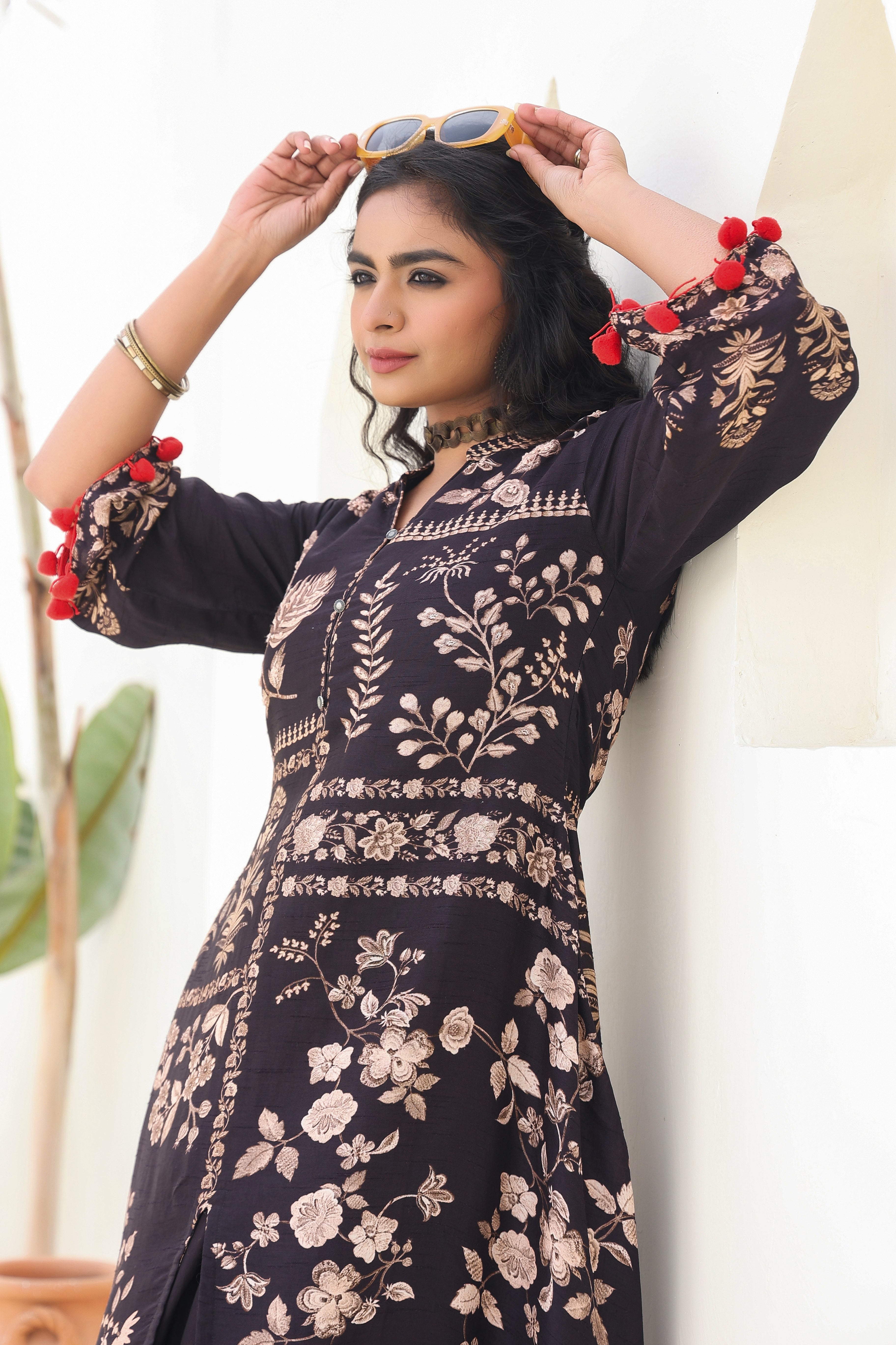 Black Embroidered Kurta Dhoti Set