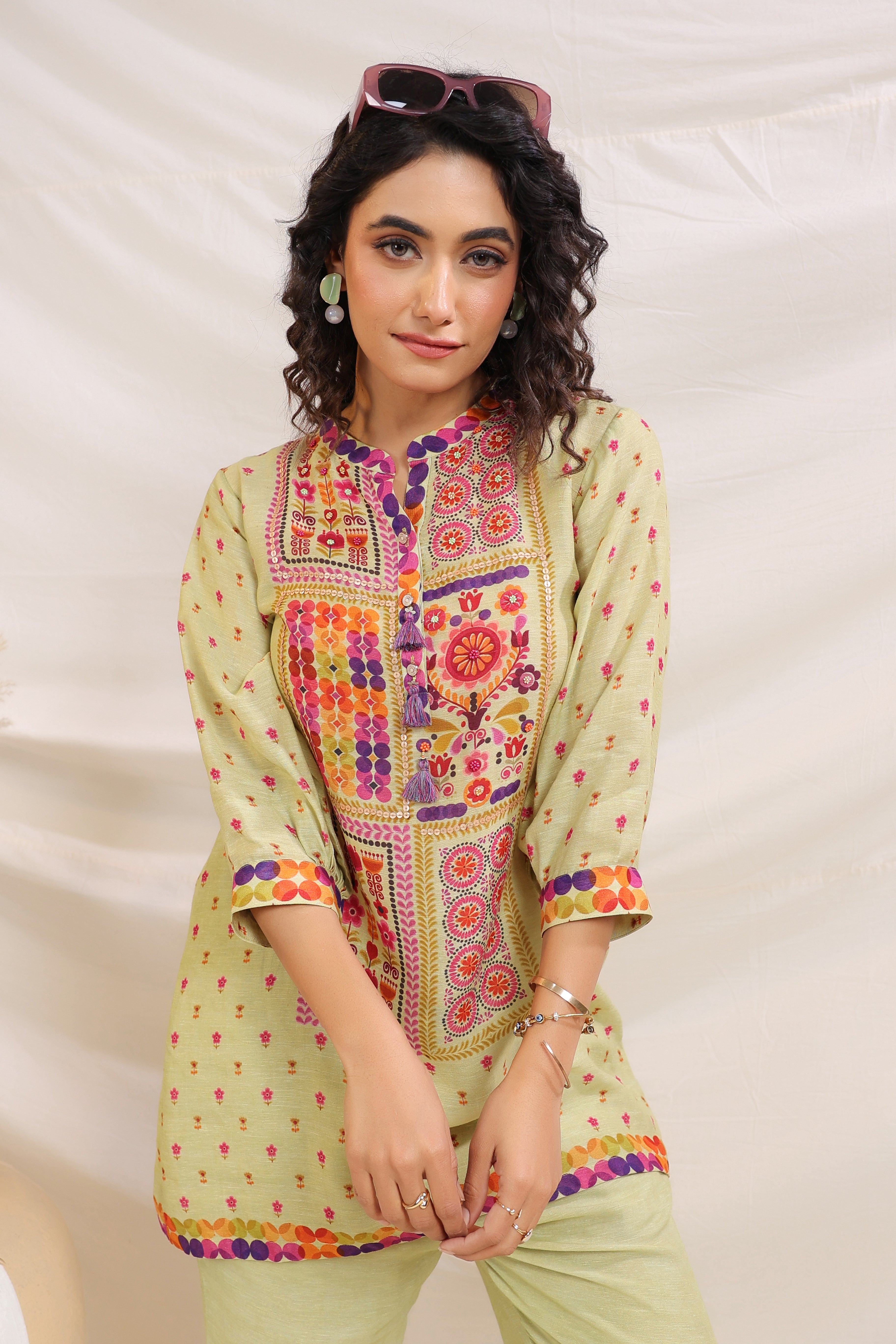 Sea Green Multicolor Embroidered Coord Set