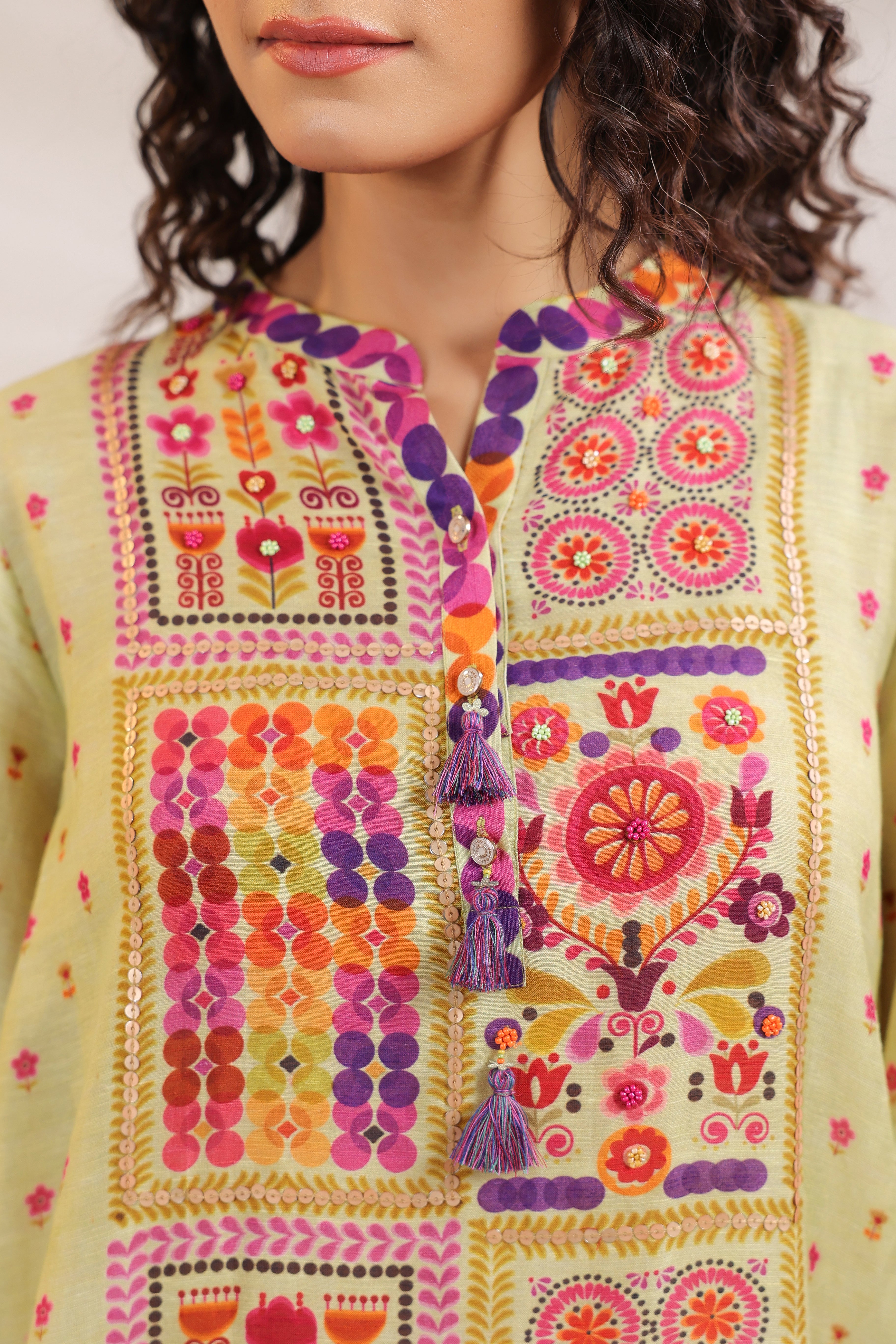 Sea Green Multicolor Embroidered Coord Set