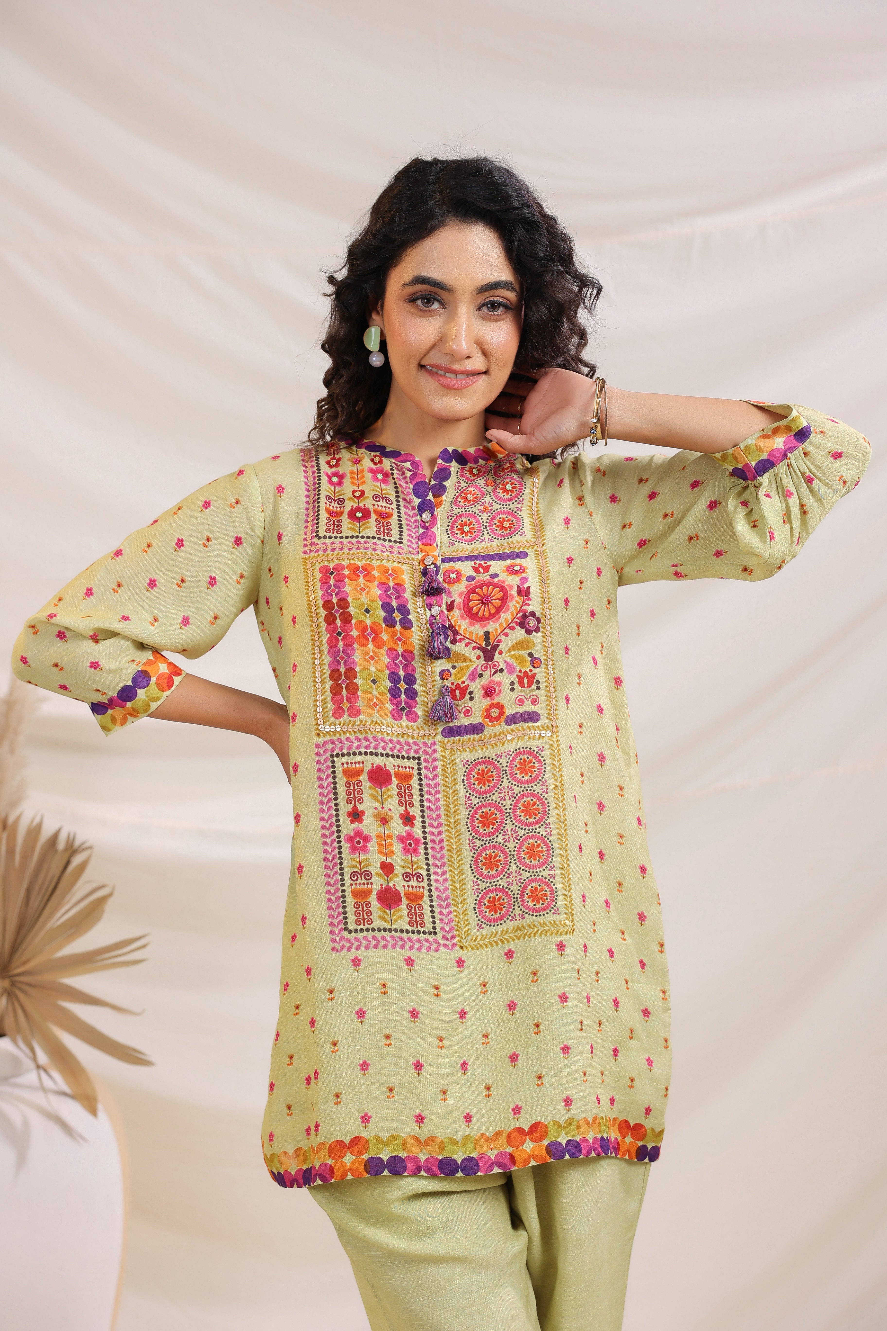 Sea Green Multicolor Embroidered Coord Set