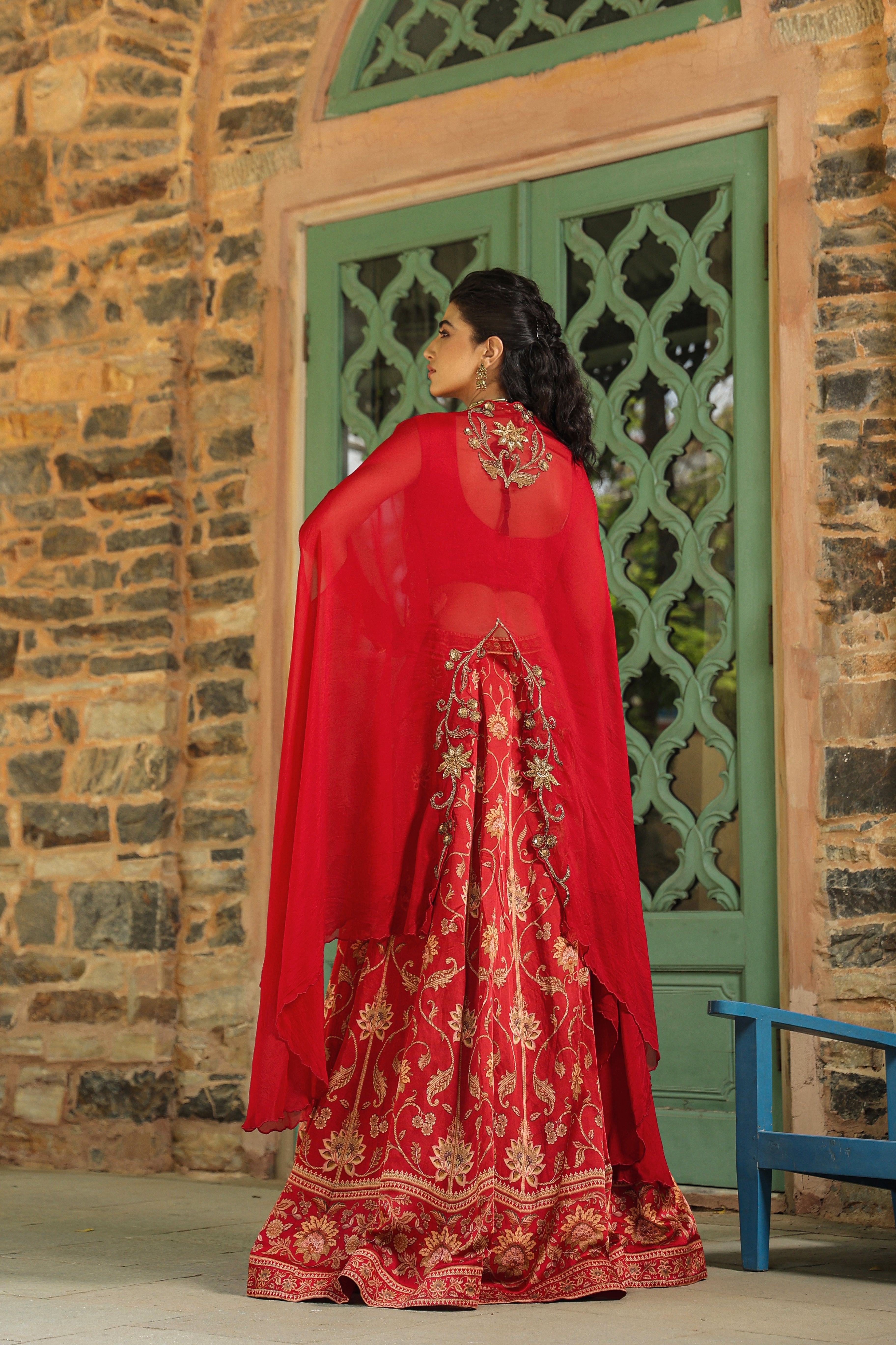 Embroidered Red Lehenga Set