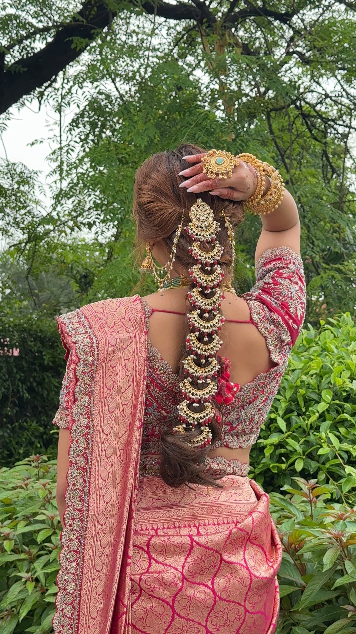 Rani Pink Banarasi Silk Saree with Intricate Zari Woven Motifs