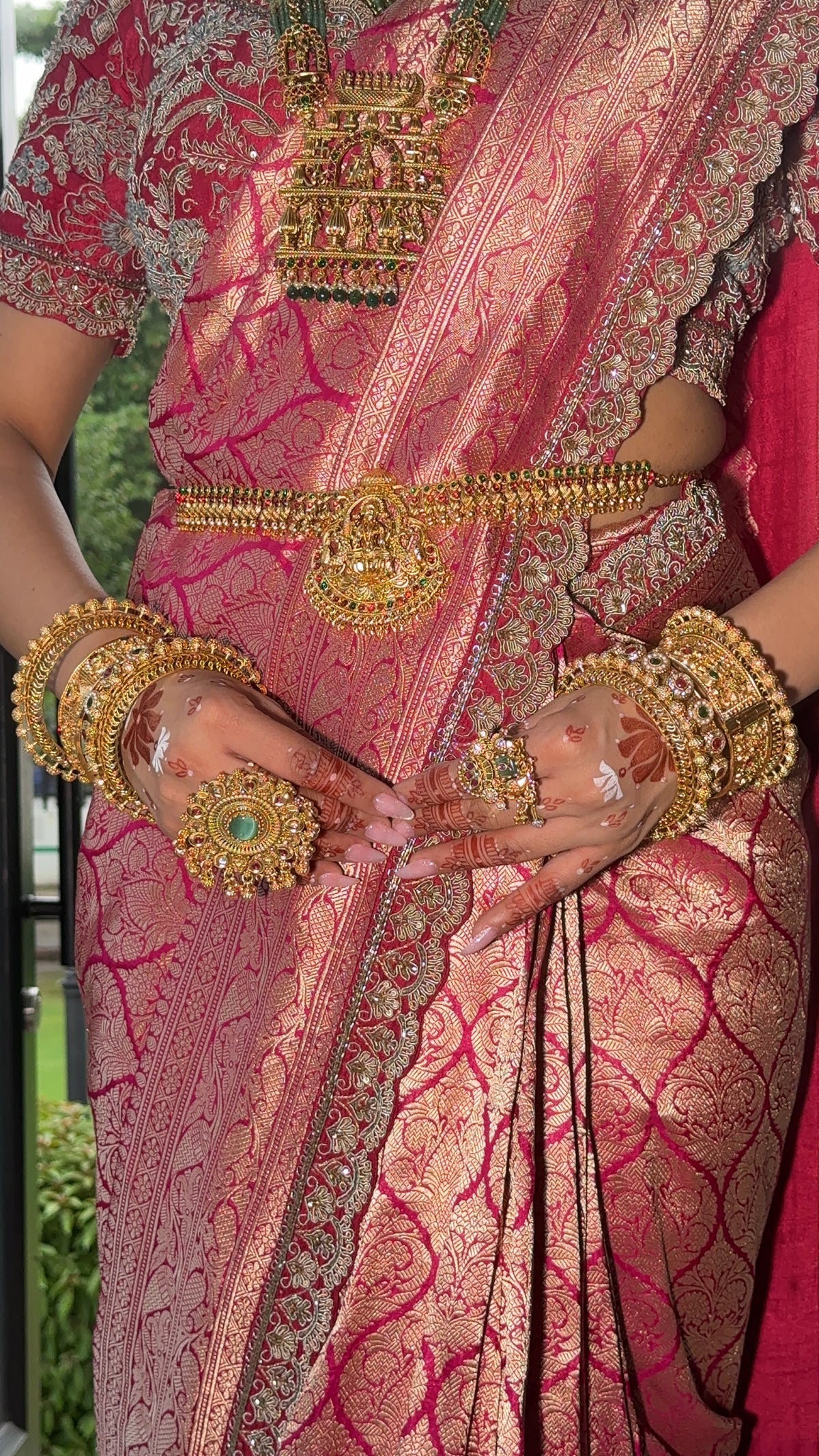 Rani Pink Banarasi Silk Saree with Intricate Zari Woven Motifs