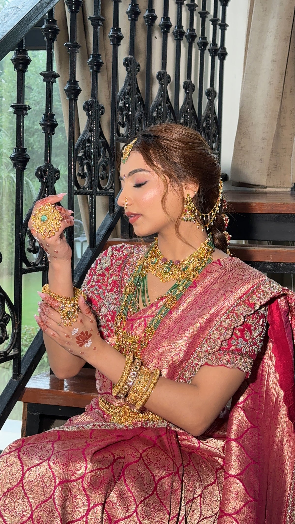 Rani Pink Banarasi Silk Saree with Intricate Zari Woven Motifs