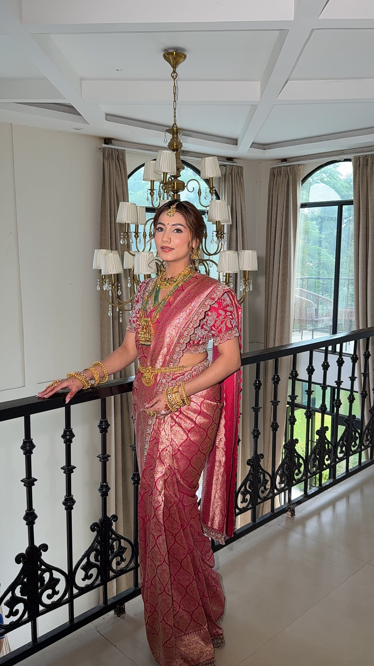 Rani Pink Banarasi Silk Saree with Intricate Zari Woven Motifs