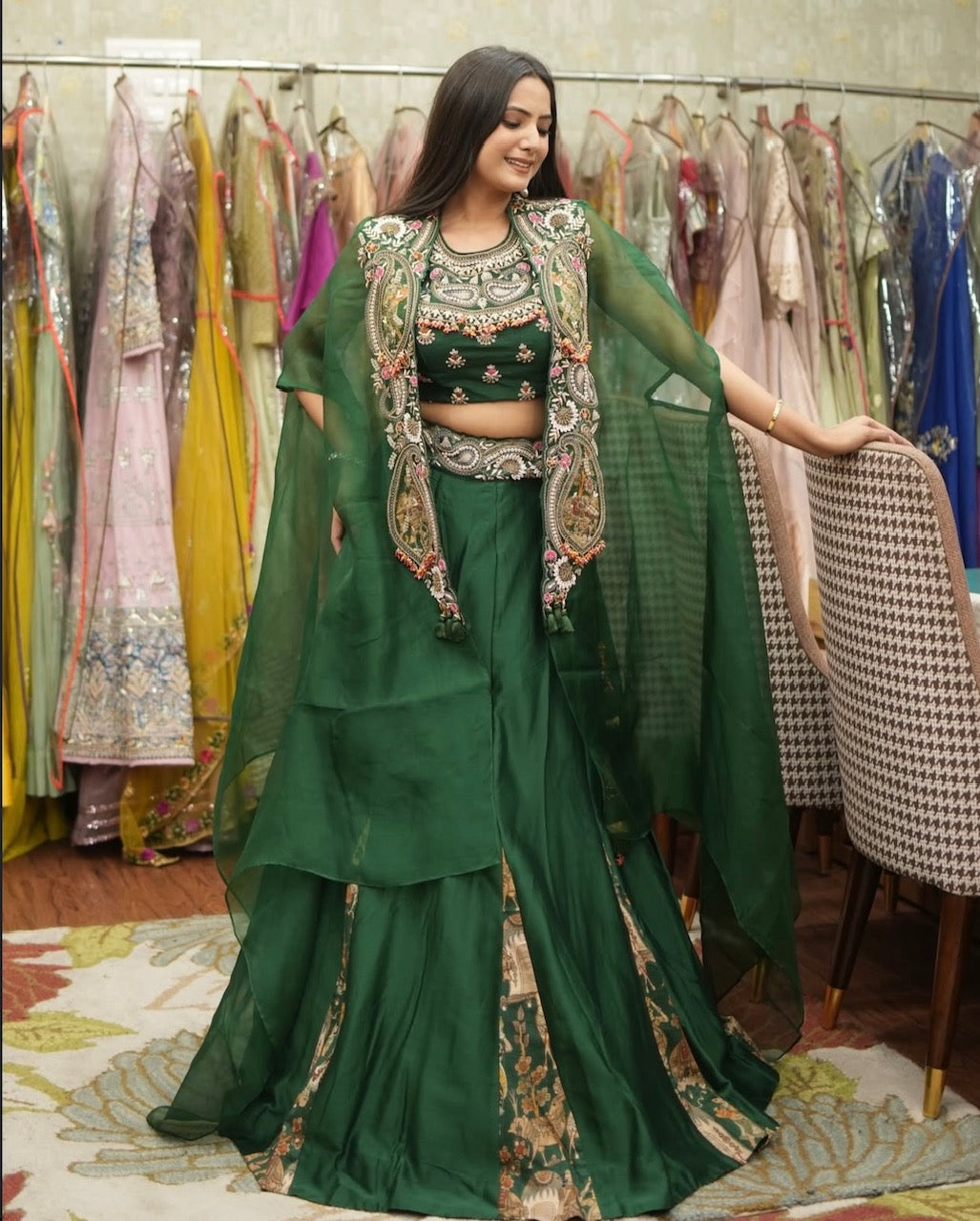 Emerald Heritage Cape Skirt Set