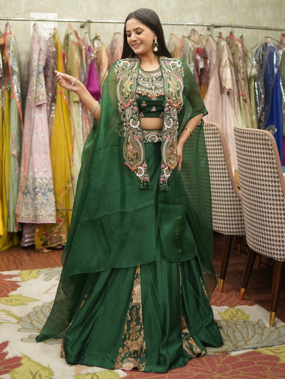 Emerald Heritage Cape Skirt Set