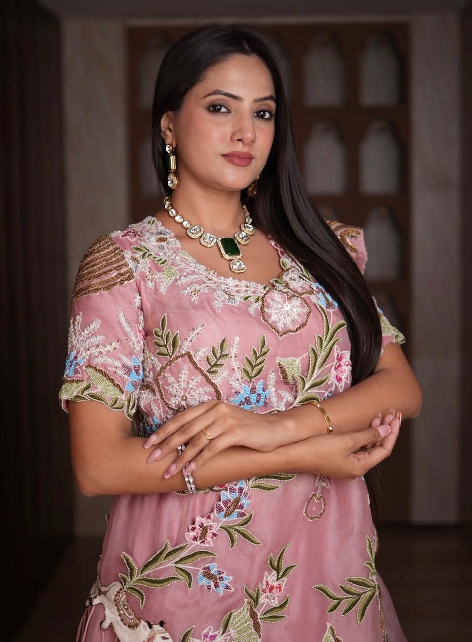 Pichwai Blossom Blush Lehenga Set