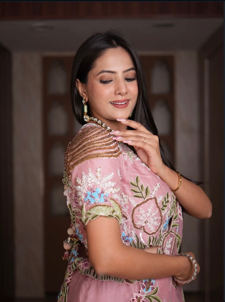 Pichwai Blossom Blush Lehenga Set