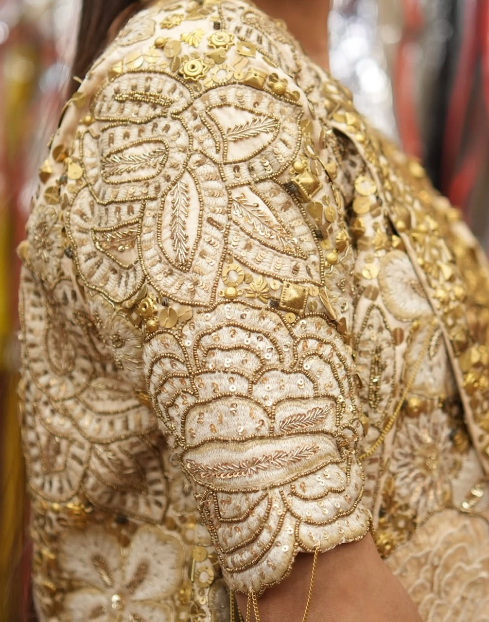 Ivory Gold Drape Indo-Western Set