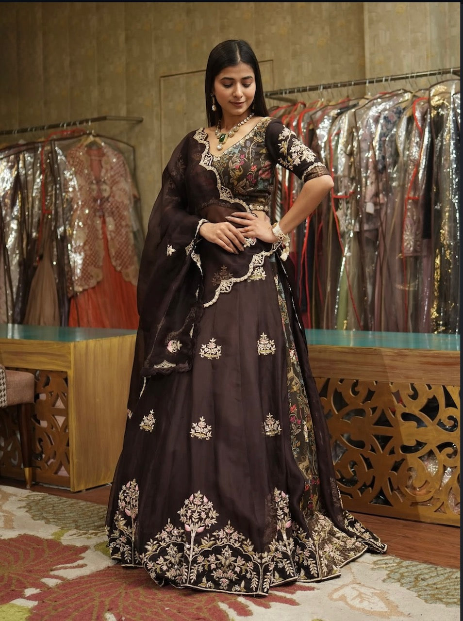 Midnight Heritage Embroidered Lehenga Set