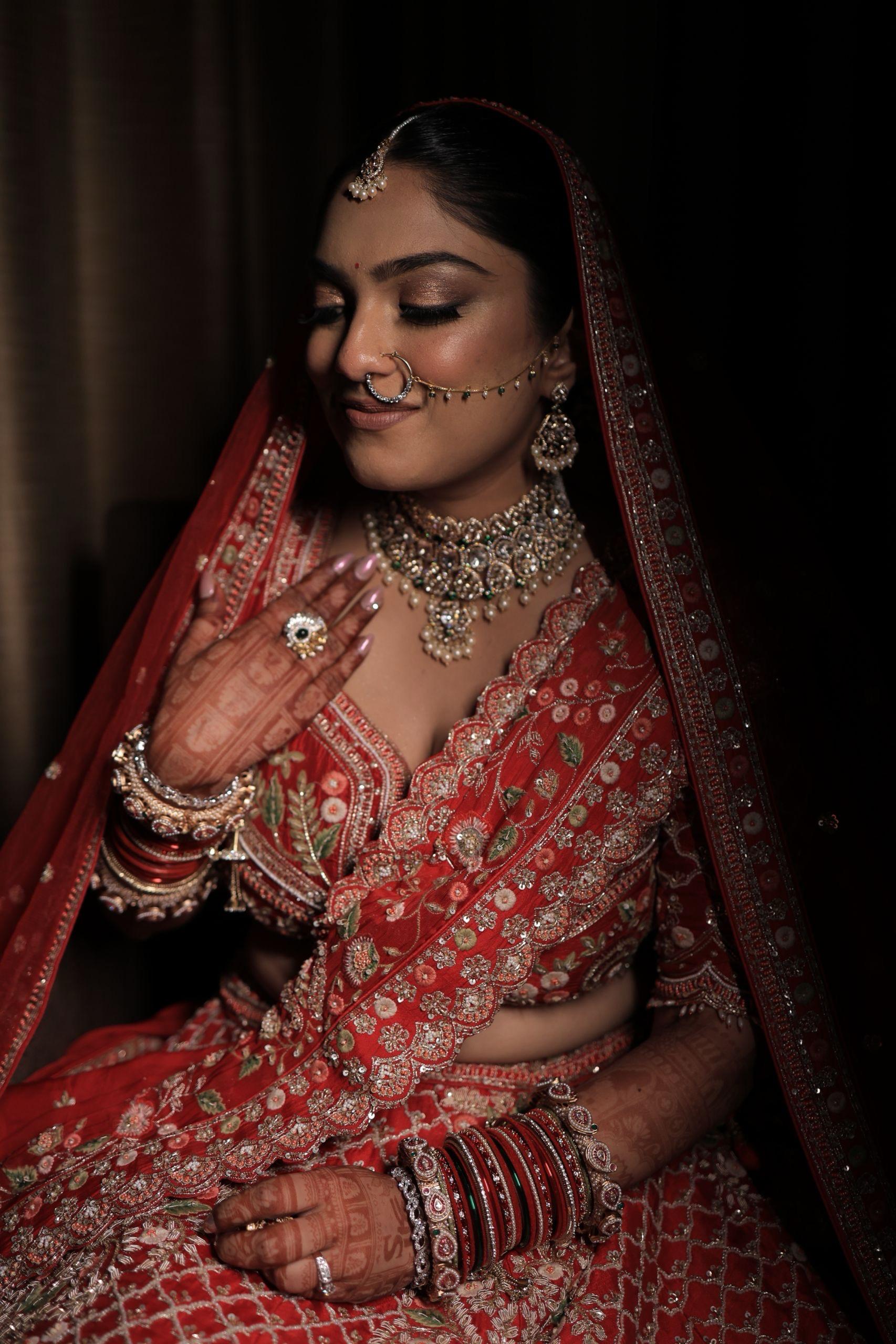 Red Bridal Embroidered Lehenga Set