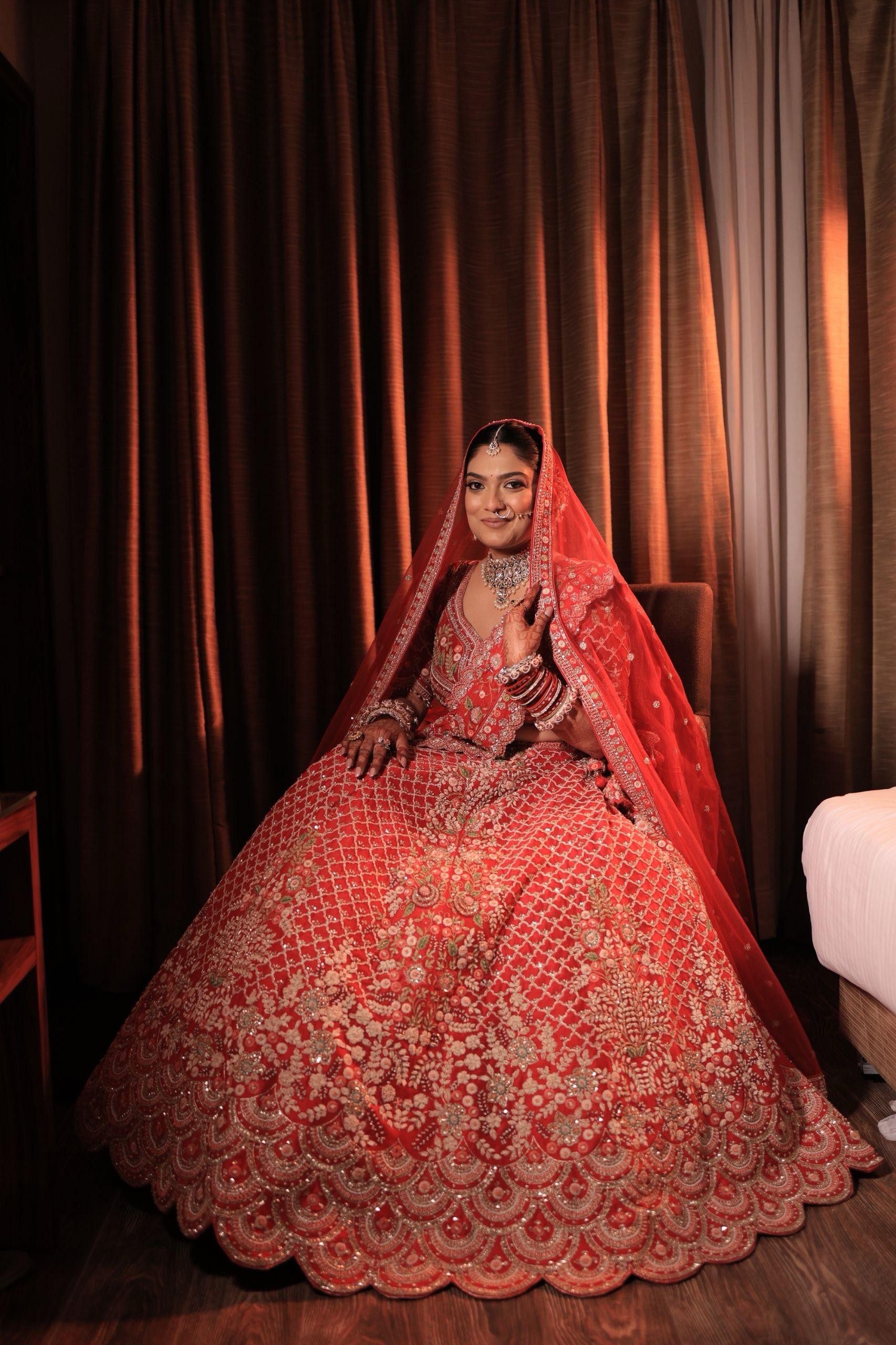 Red Bridal Embroidered Lehenga Set
