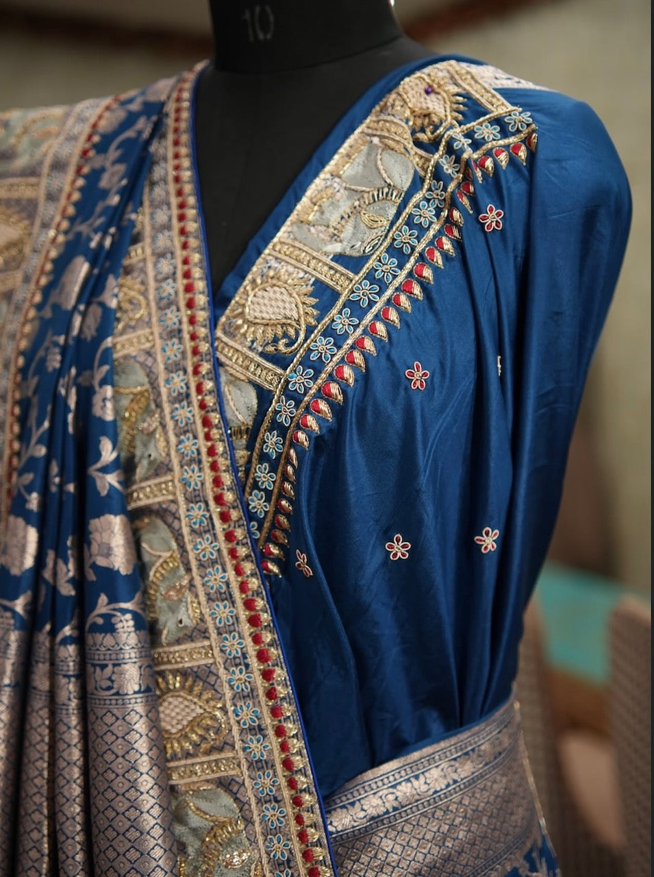 Royal Blue Handcrafted Banarasi Saree