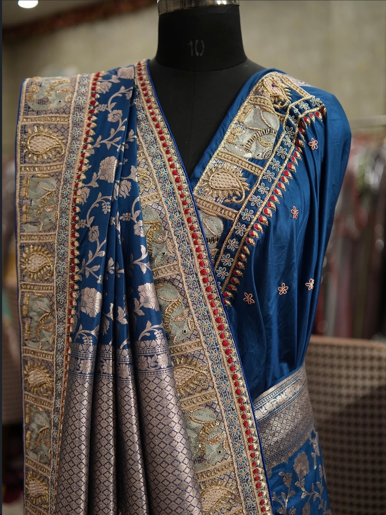 Royal Blue Handcrafted Banarasi Saree