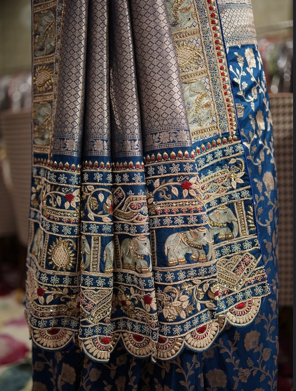 Royal Blue Handcrafted Banarasi Saree