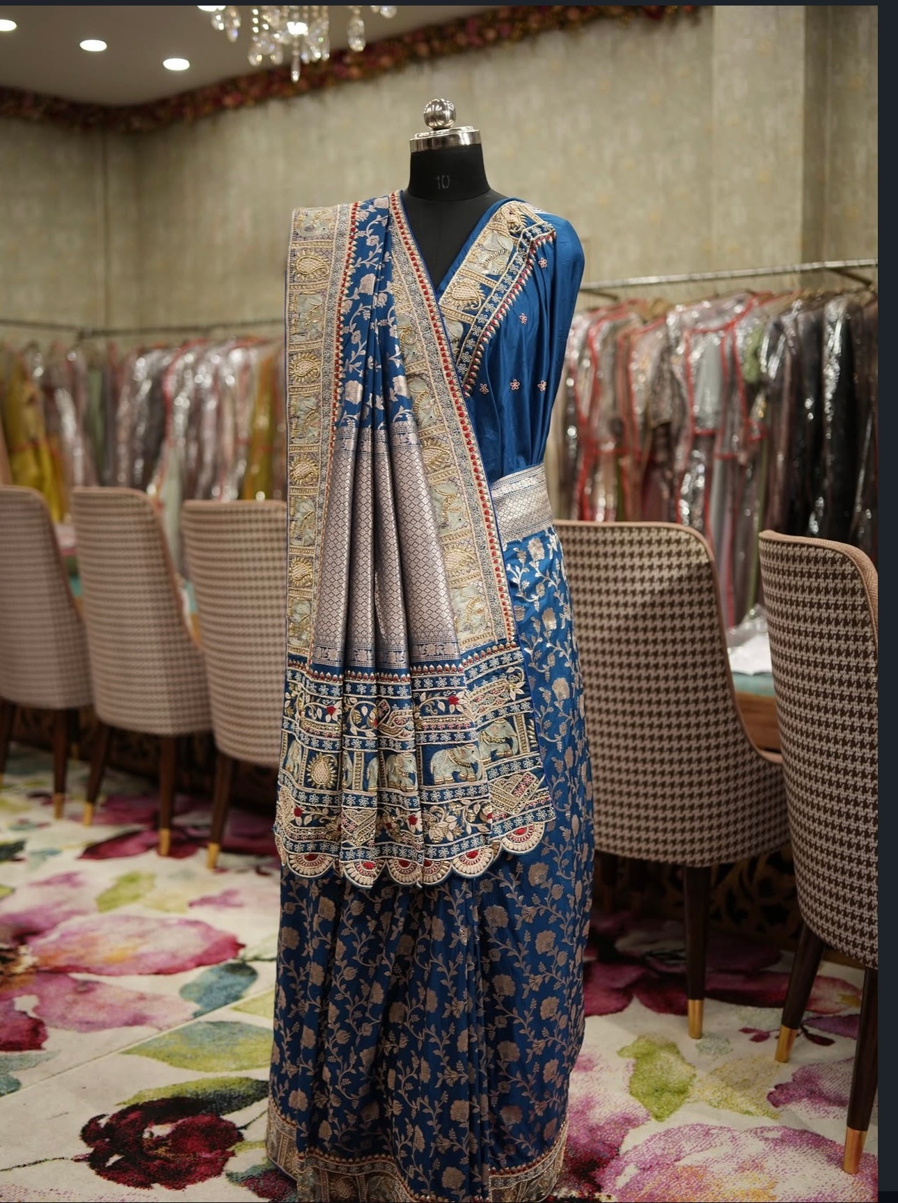 Royal Blue Handcrafted Banarasi Saree